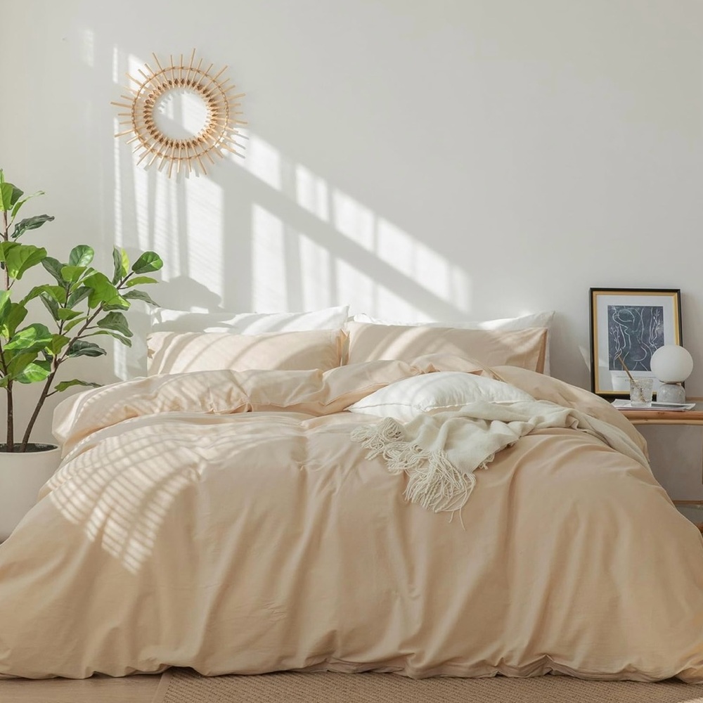 Bedding Duvet Cover Set 100% Washed Cotton - Full